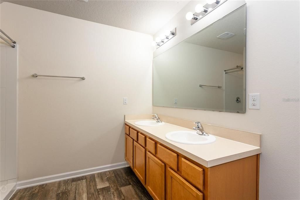 Bathroom, Dual Sink Vanities, Interior, Wood Texture Flooring
