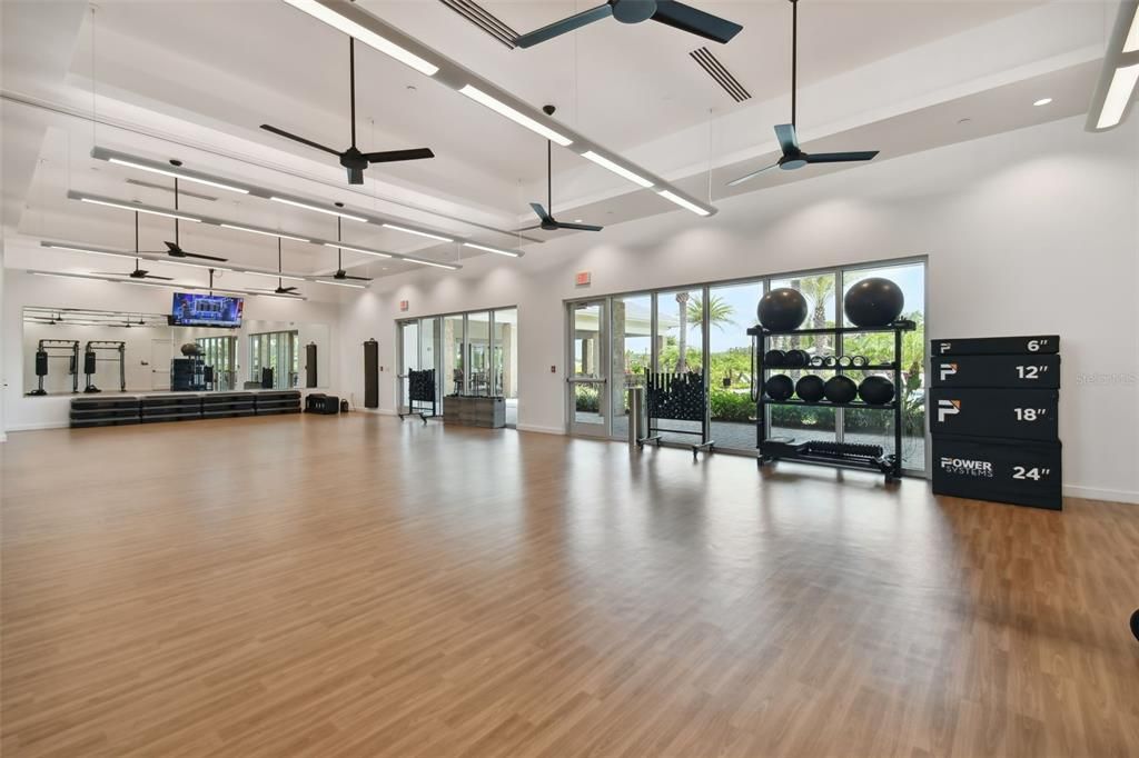 Fitness Equipment, Interior, Recessed Lighting, Wood Texture Flooring