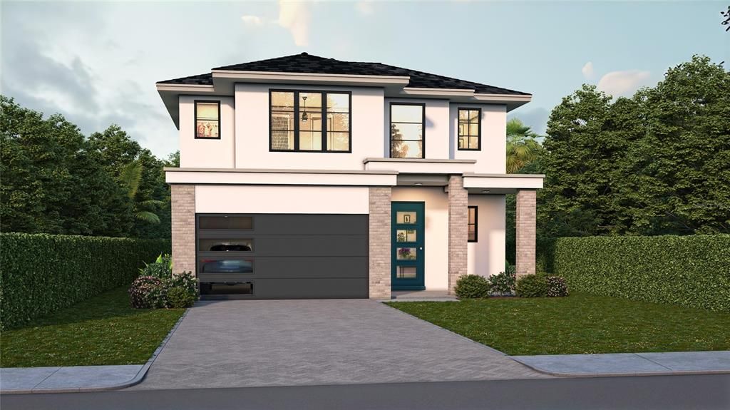 Attached, Exterior, Facade, Modern