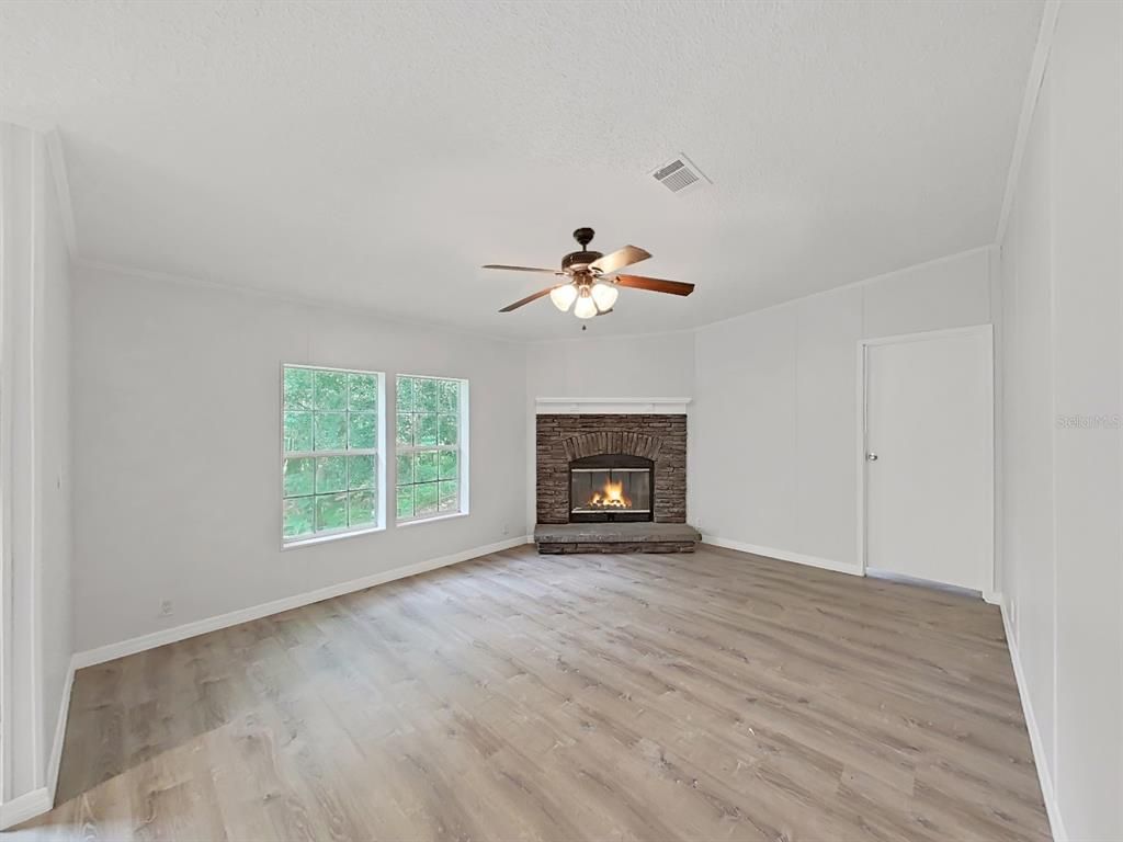 Empty room, Fireplace, Interior, Wood Texture Flooring