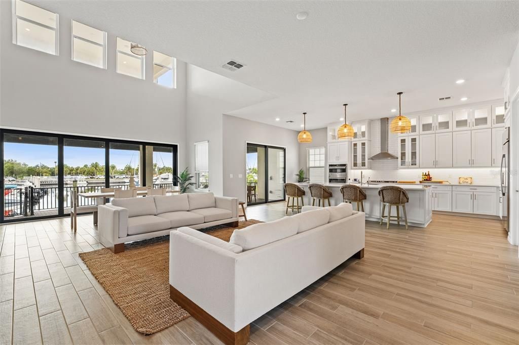 Interior, Kitchen, Living room, Pendant Lights, Recessed Lighting, Stainless Steel Appliances, Wood Texture Flooring