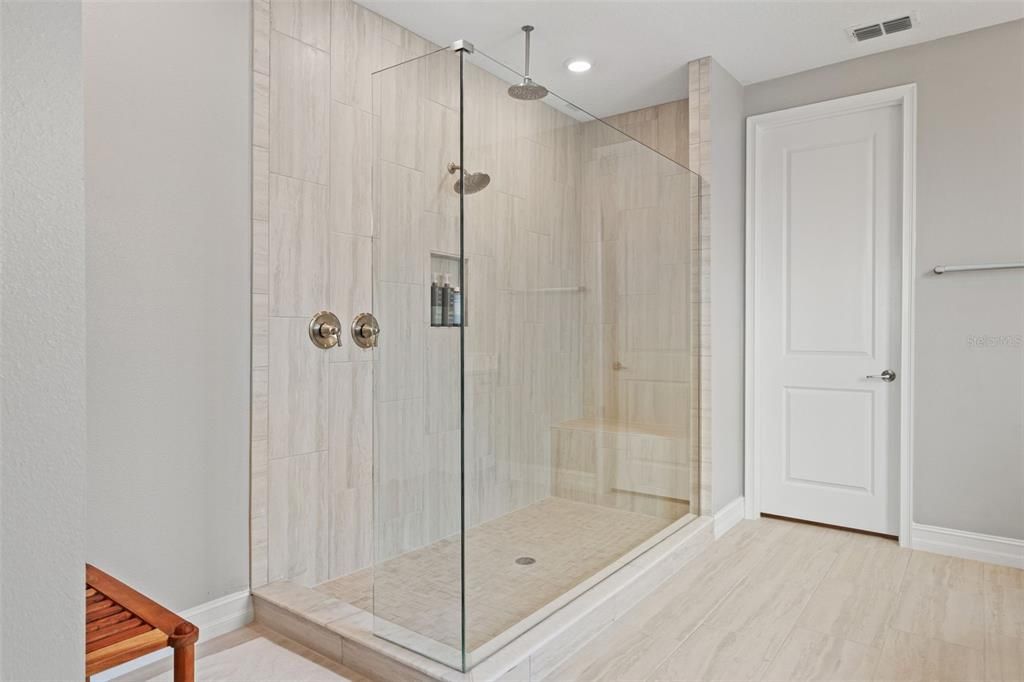 Bathroom, Glass Shower, Interior, Recessed Lighting