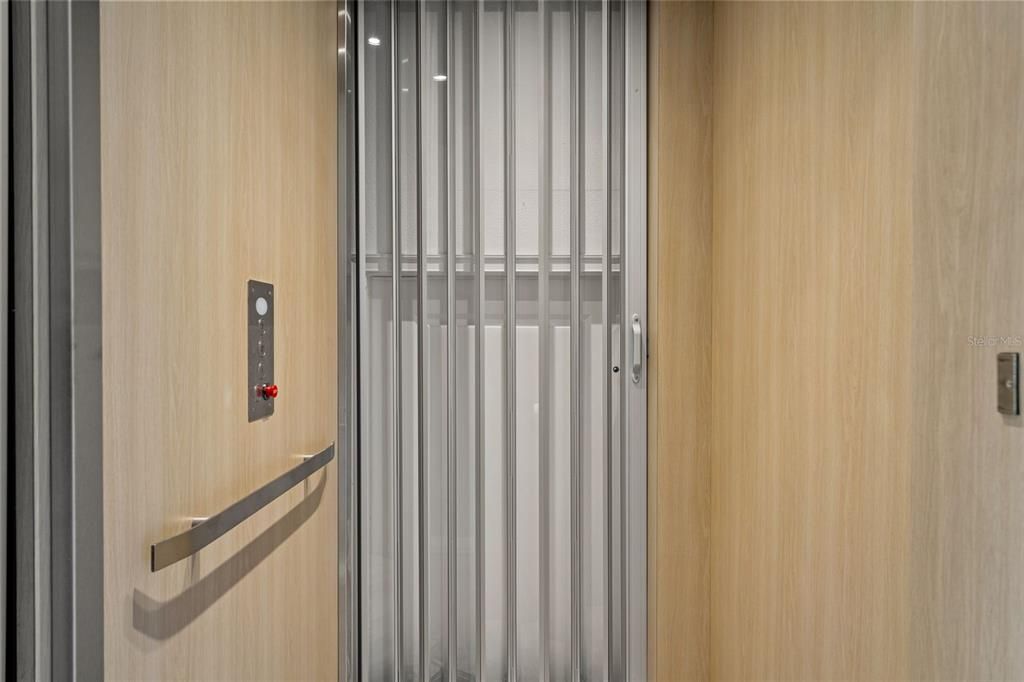 Elevator, Interior, Wooden Walls