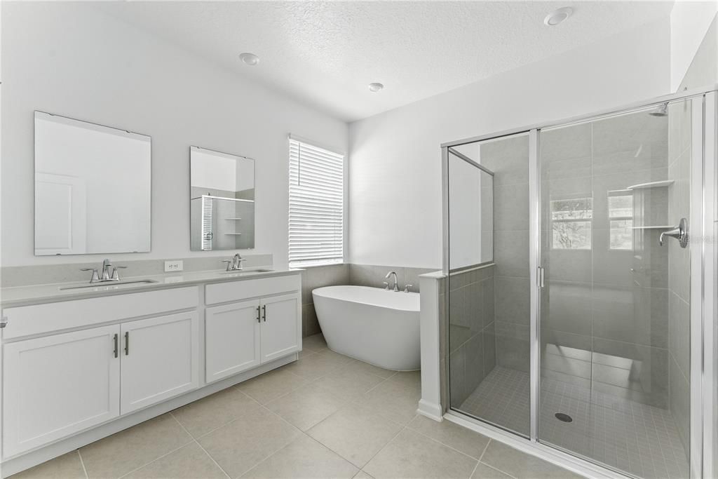 Bathroom, Dual Sink Vanities, Free Standing Baths, Glass Shower, Interior, Recessed Lighting