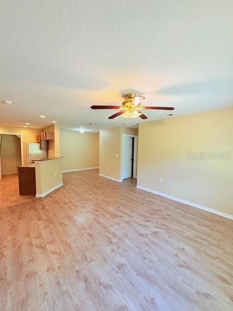 Empty room, Interior, Kitchen, Recessed Lighting, Wood Texture Flooring