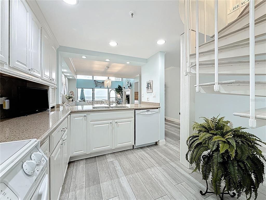 Interior, Kitchen, Recessed Lighting, Wood Texture Flooring