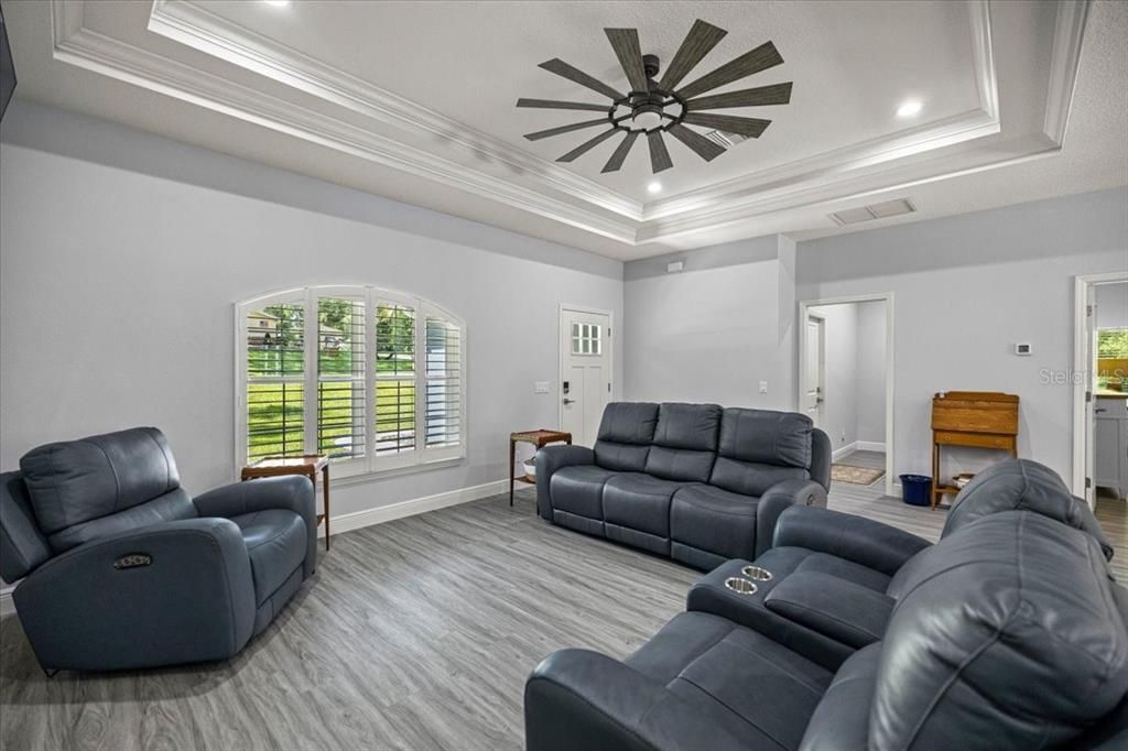Interior, Living room, Recessed Lighting, Wood Texture Flooring