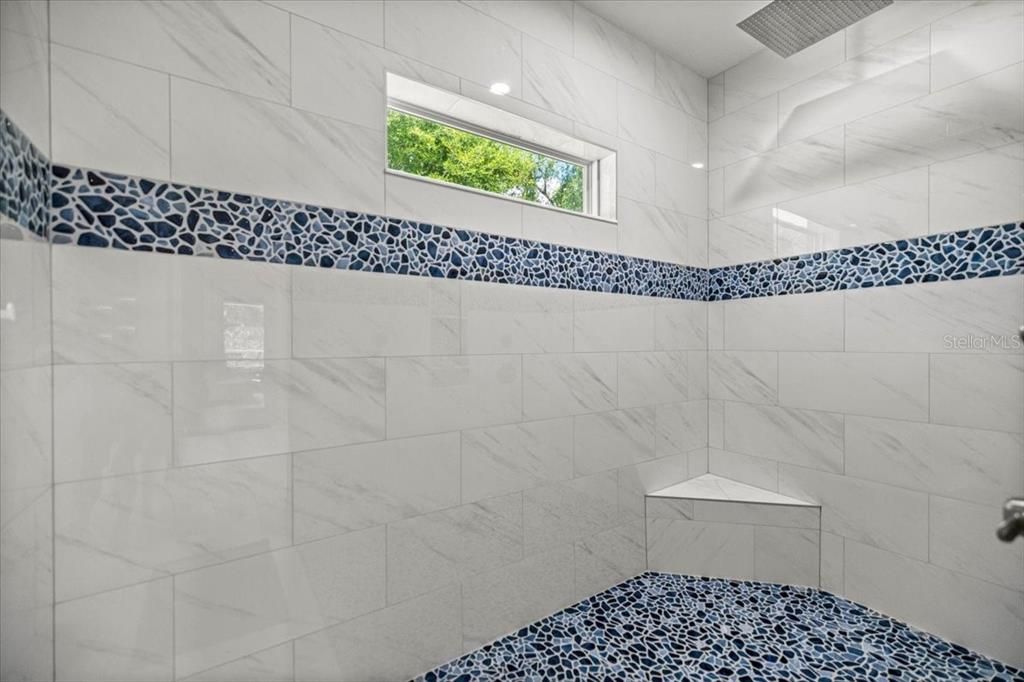 Bathroom, Interior, Marble Walls, Recessed Lighting