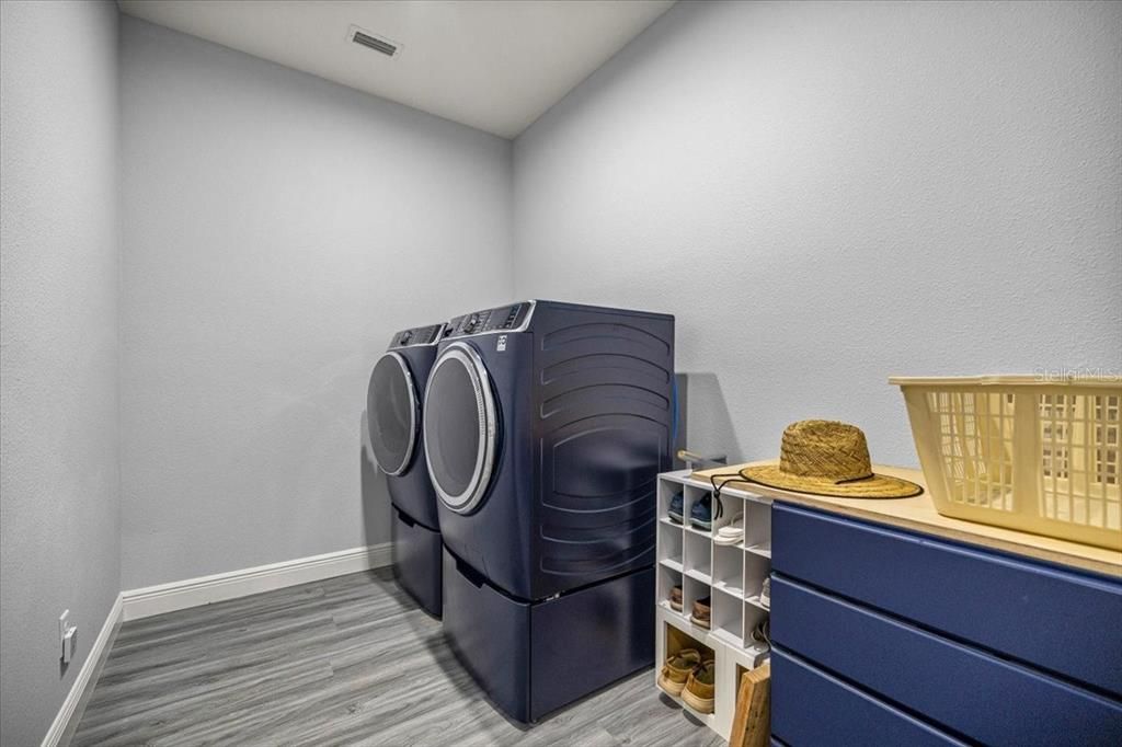 Interior, Washer, Wood Texture Flooring