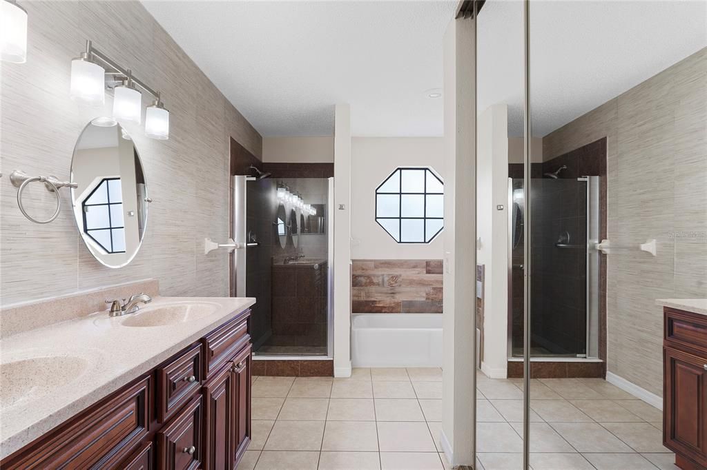 Bathroom, Dual Sink Vanities, Glass Shower, Interior