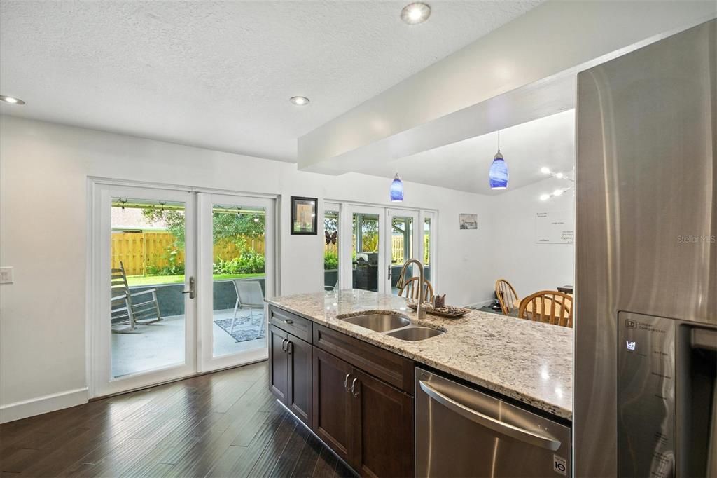 Interior, Kitchen, Pendant Lights, Recessed Lighting, Wood Texture Flooring