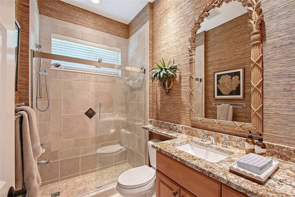 Bathroom, Glass Shower, Interior, Recessed Lighting