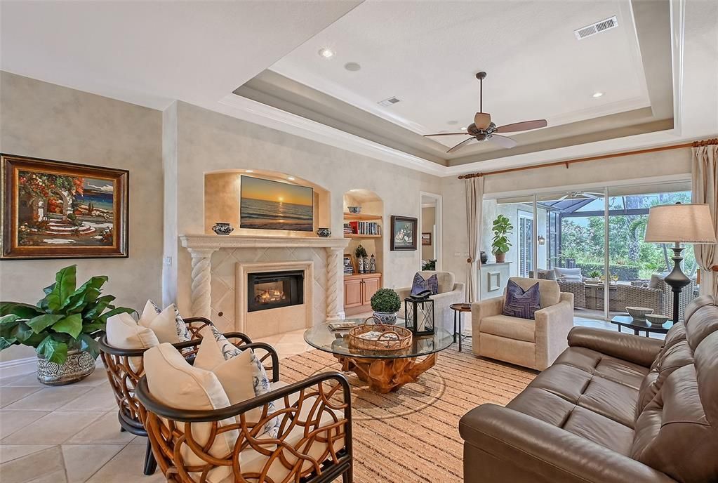 Fireplace, Interior, Living room, Recessed Lighting