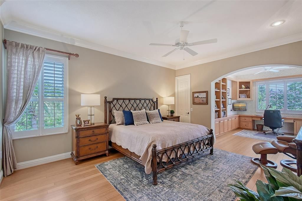 Bedroom, Home Office, Interior, Recessed Lighting, Wood Texture Flooring