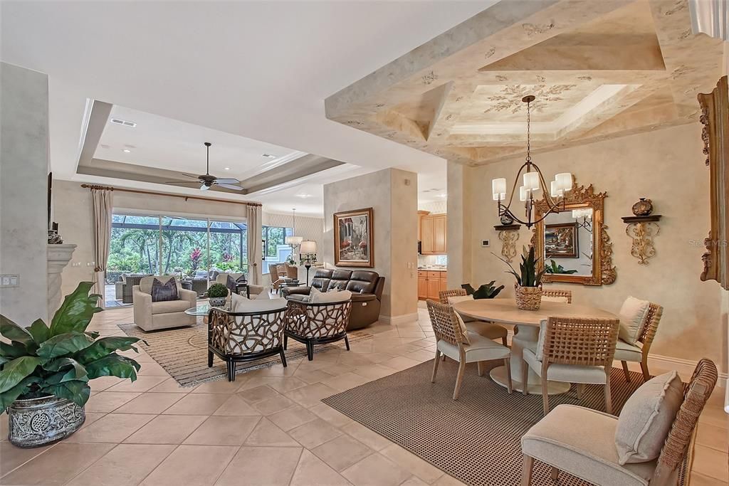 Chandelier, Dining room, Interior, Living room, Recessed Lighting