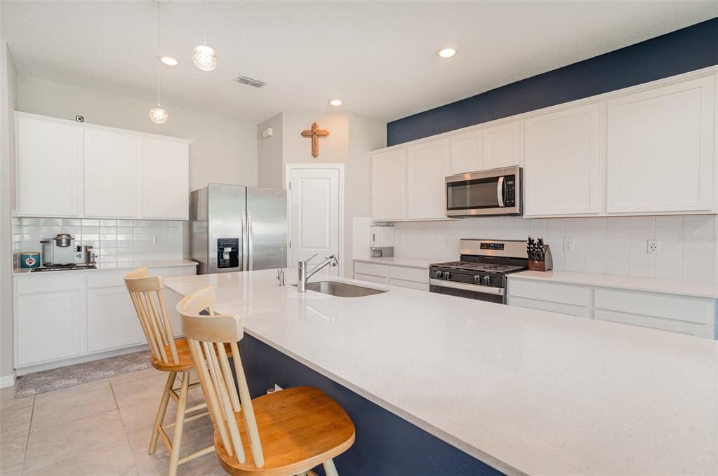 Interior, Kitchen, Pendant Lights, Recessed Lighting, Stainless Steel Appliances