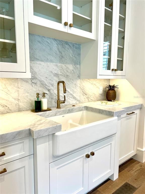 Interior, Kitchen, Marble Walls, Wood Texture Flooring