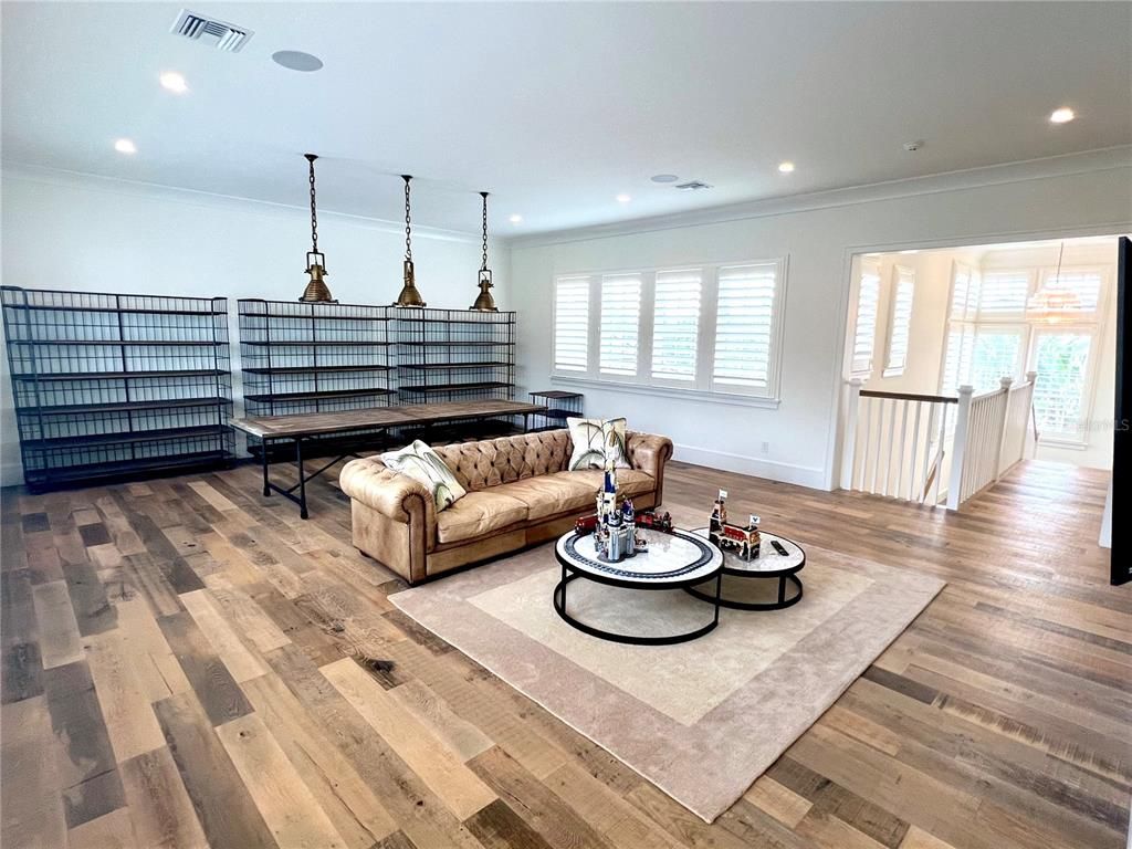 Game Room, Interior, Pendant Lights, Recessed Lighting, Wood Texture Flooring