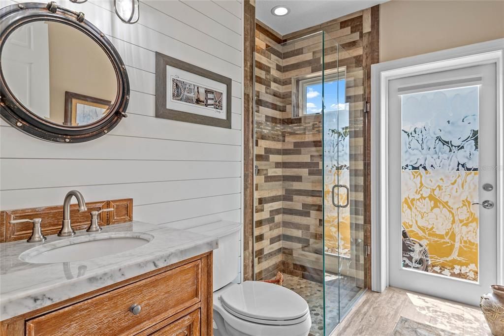 Bathroom, Glass Shower, Interior, Recessed Lighting