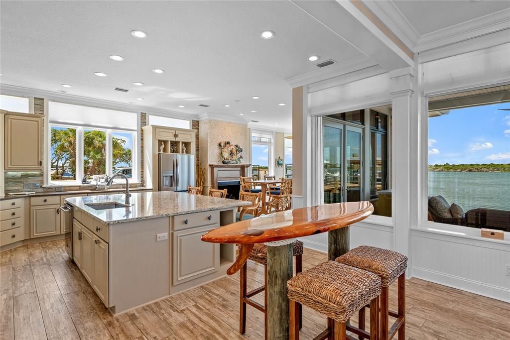 Interior, Kitchen, Recessed Lighting, Water, Wood Texture Flooring