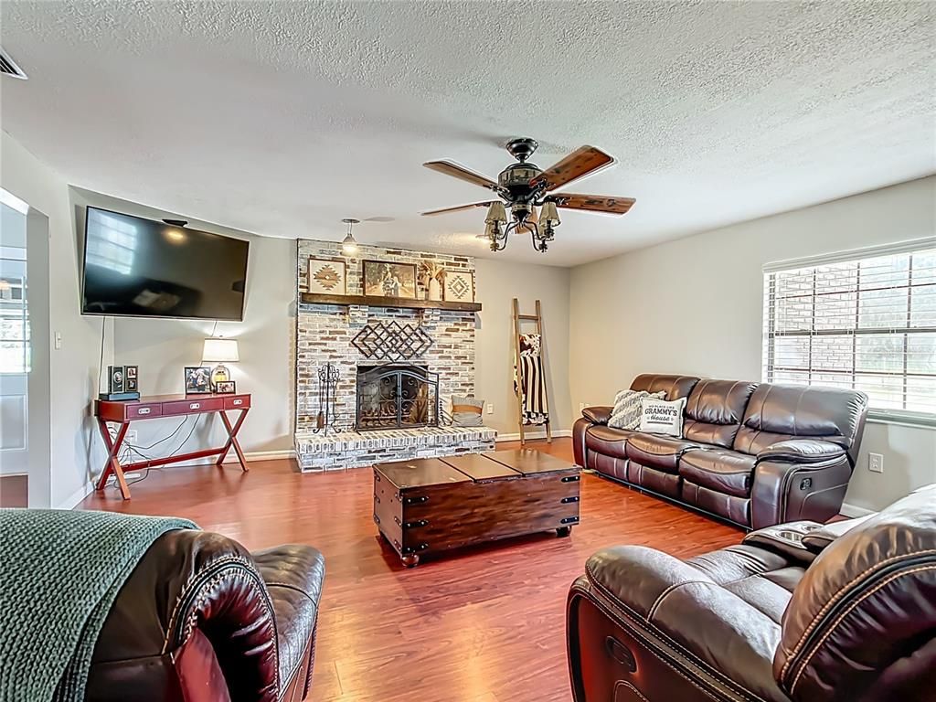 Fireplace, Interior, Living room, Stone Walls, Wood Texture Flooring