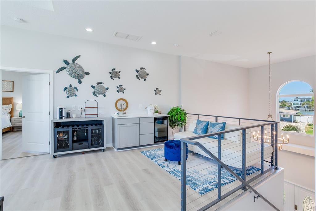 Bedroom, Interior, Pendant Lights, Recessed Lighting, Wood Texture Flooring