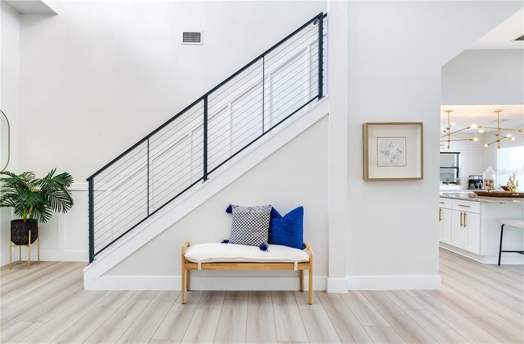 Interior, Kitchen, Pendant Lights, Wood Texture Flooring