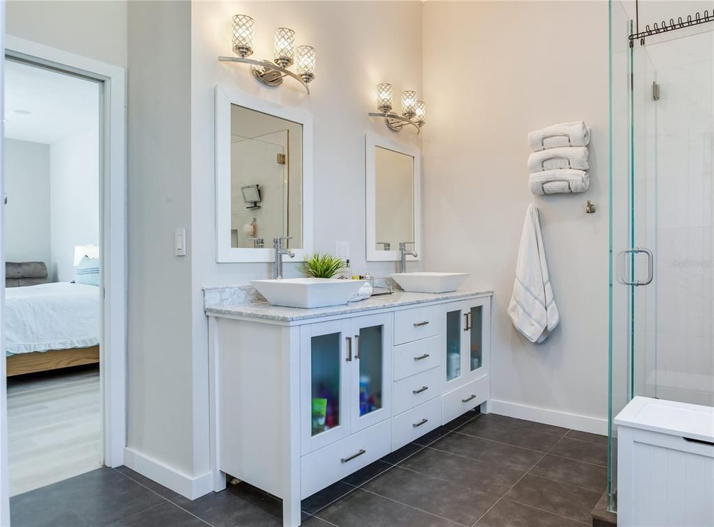 Bathroom, Bedroom, Dual Sink Vanities, Glass Shower, Interior