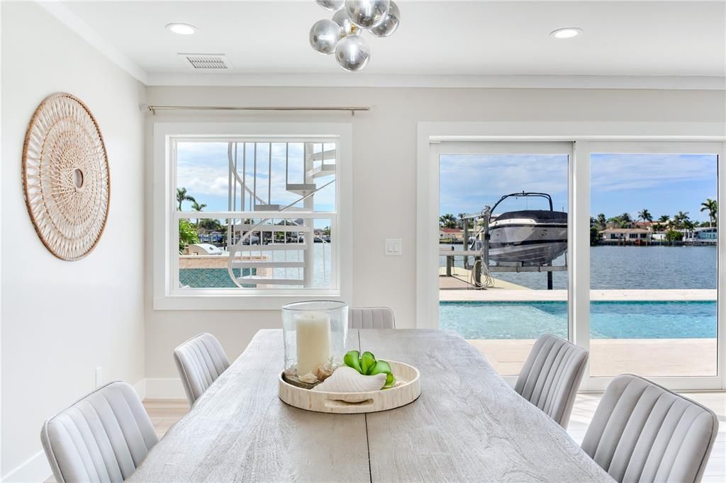 Dining room, Interior, Recessed Lighting, Water
