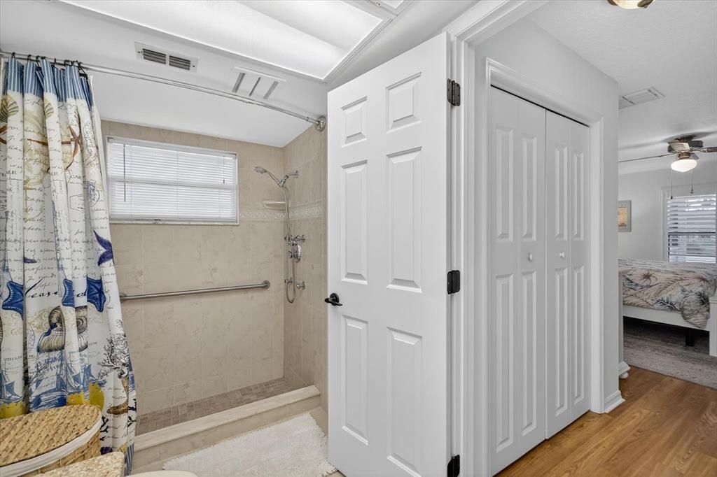 Bathroom, Bedroom, Glass Shower, Interior, Wood Texture Flooring