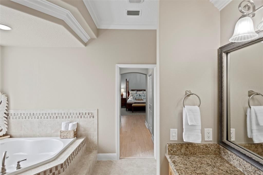 Bathroom, Interior, Recessed Lighting, Wood Texture Flooring