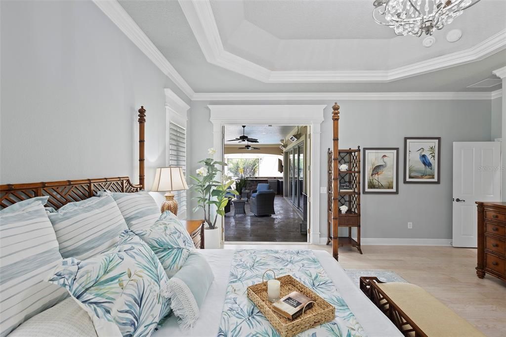Bedroom, Chandelier, Interior, Wood Texture Flooring
