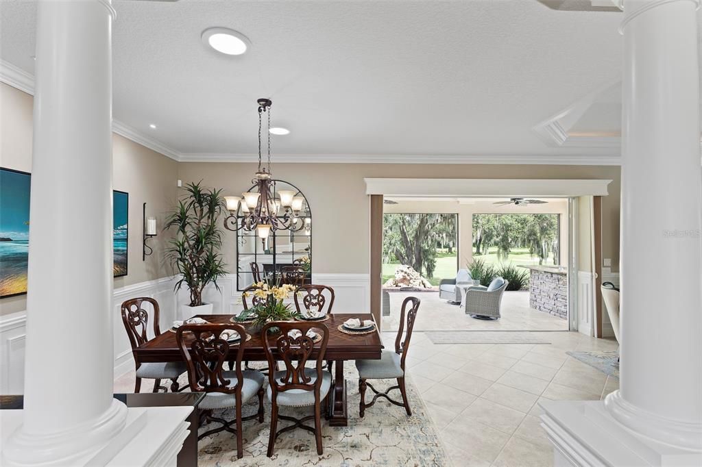 Chandelier, Dining room, Interior, Recessed Lighting