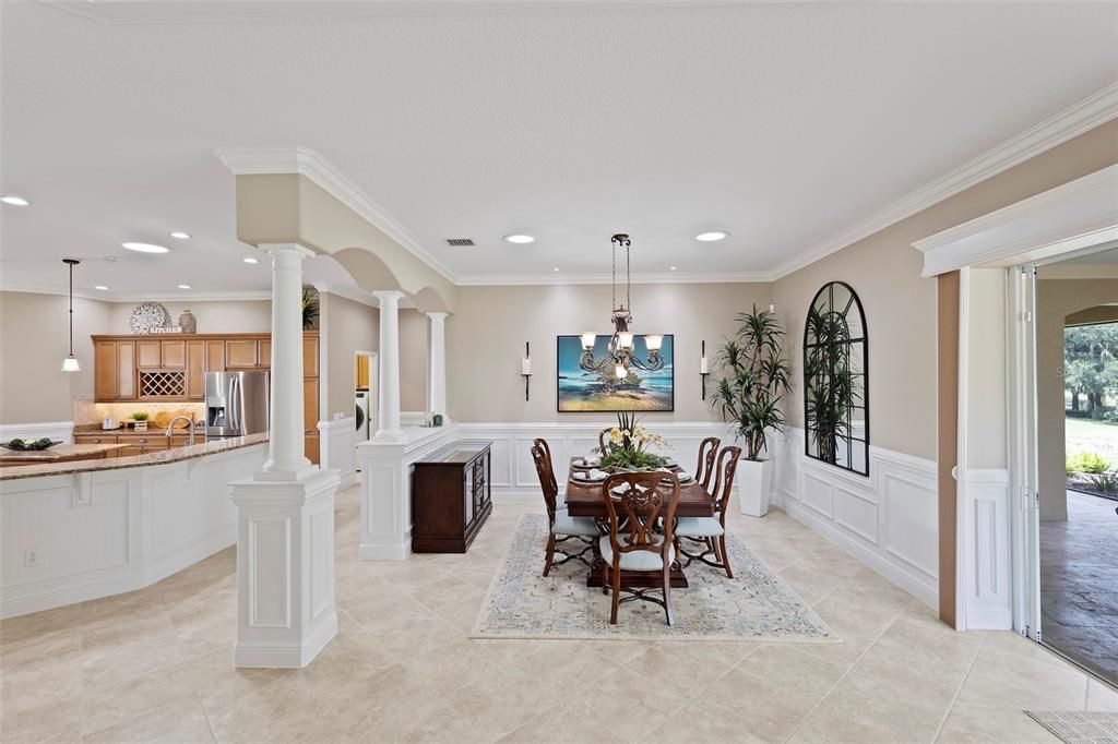 Dining room, Interior, Kitchen, Pendant Lights, Recessed Lighting, Stainless Steel Appliances