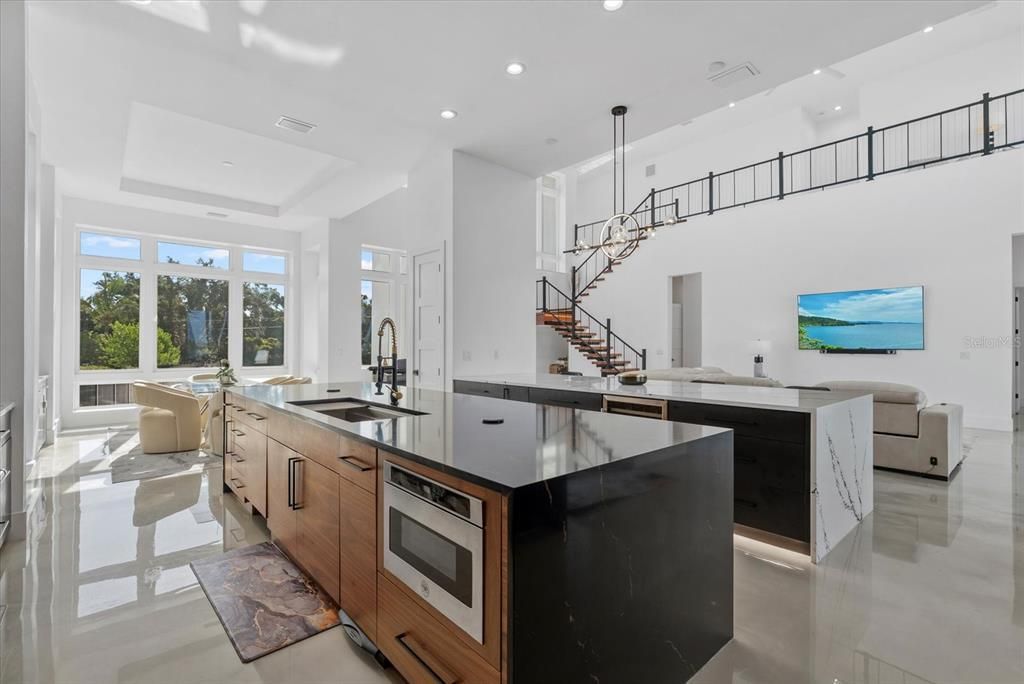 Dining room, Interior, Kitchen, Living room, Pendant Lights, Recessed Lighting, Stainless Steel Appliances