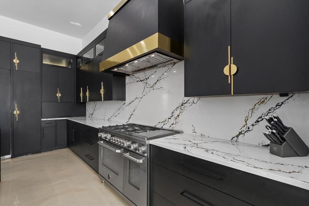 Interior, Kitchen, Marble Walls, Stainless Steel Appliances