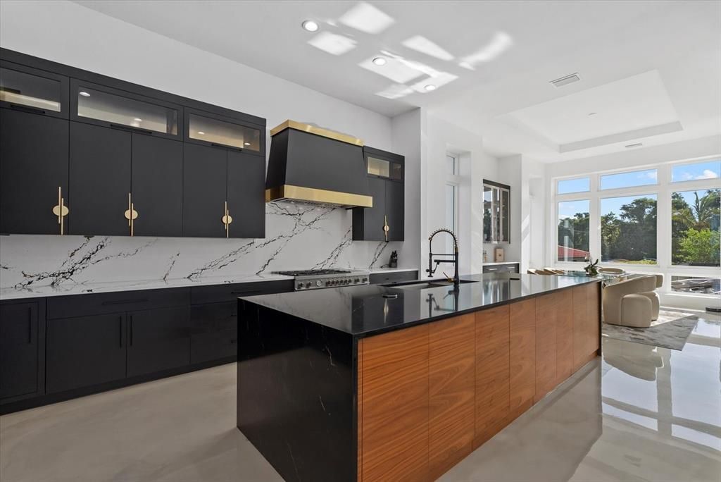 Interior, Kitchen, Marble Walls, Recessed Lighting