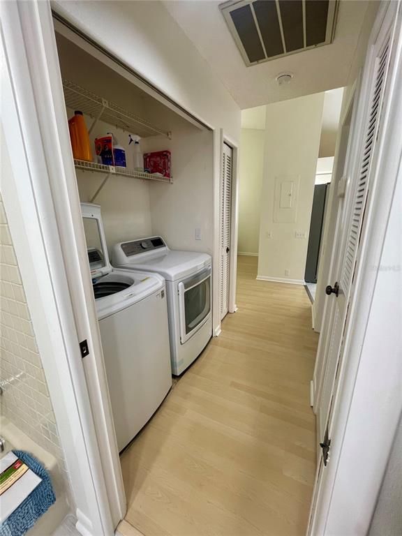 Interior, Washer, Wood Texture Flooring
