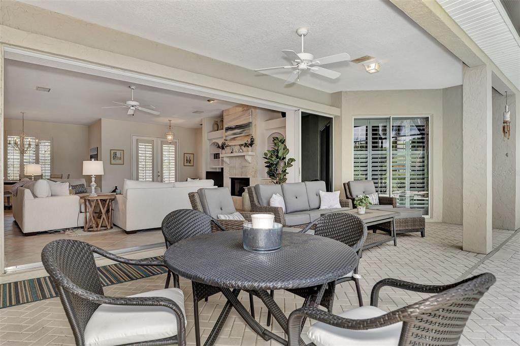Dining room, Fireplace, Interior, Living room, Pendant Lights