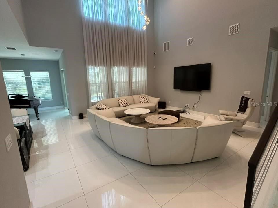 Interior, Living room, Pendant Lights, Piano