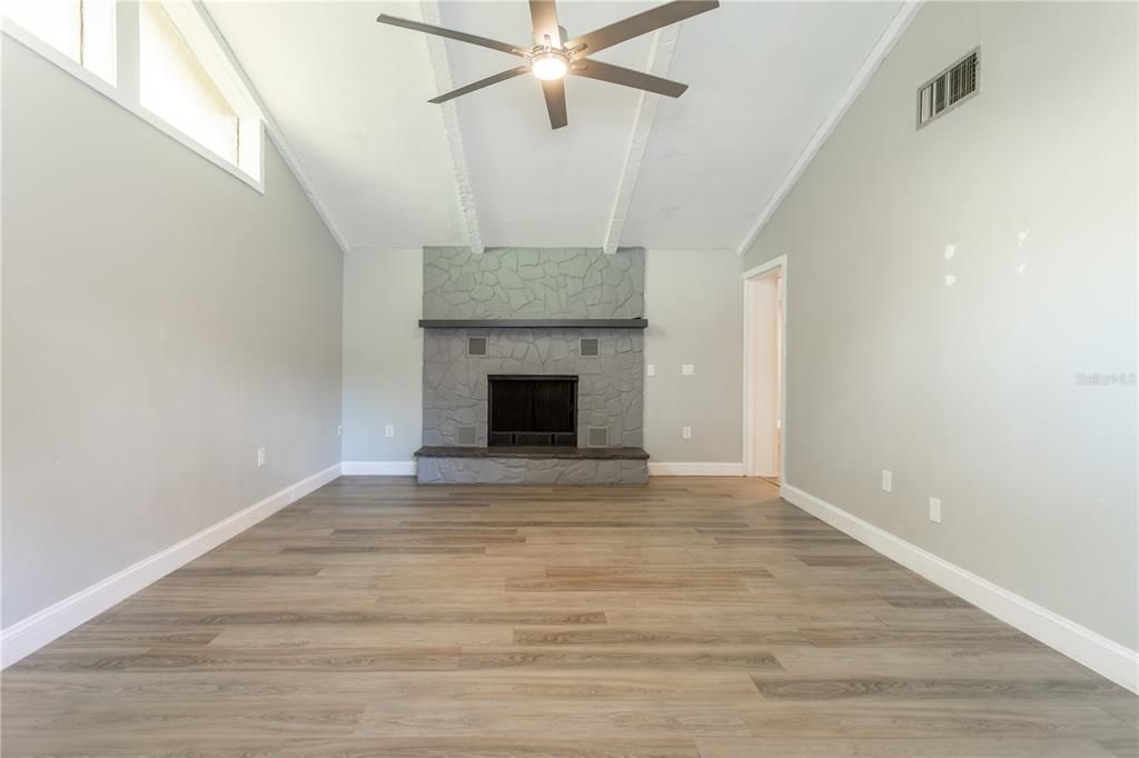 Empty room, Fireplace, Interior, Wood Texture Flooring