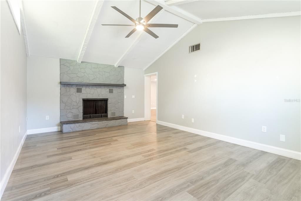 Empty room, Fireplace, Interior, Wood Texture Flooring