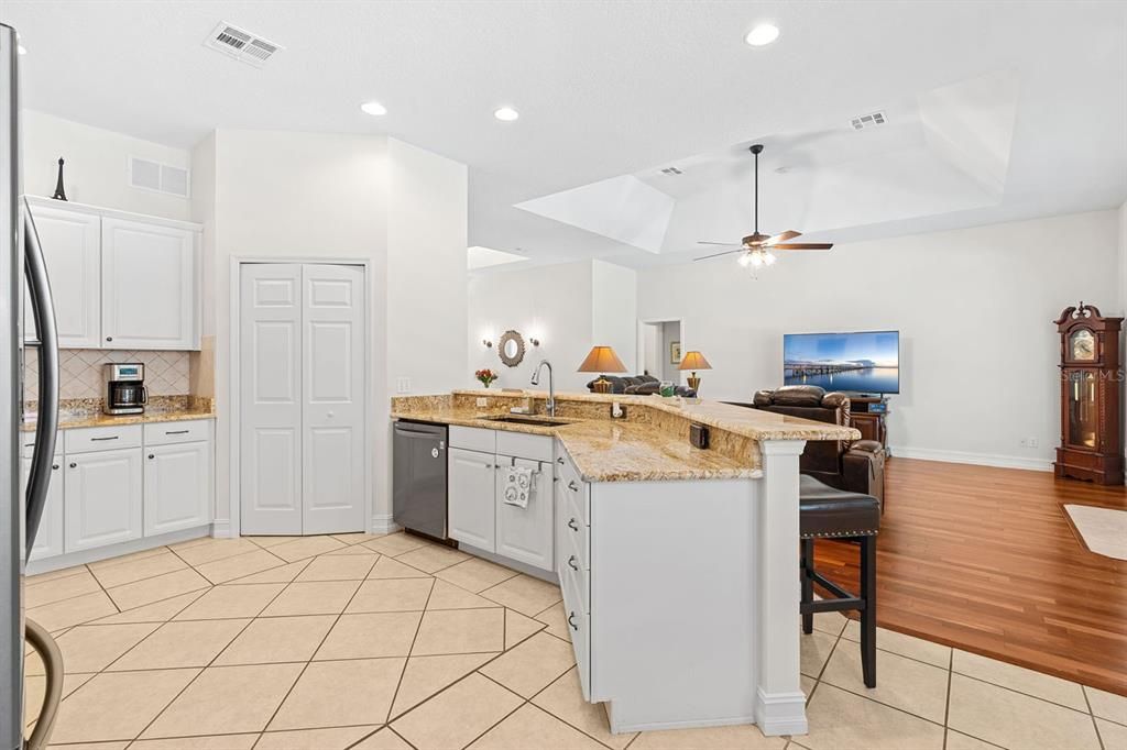 Interior, Kitchen, Recessed Lighting, Wood Texture Flooring