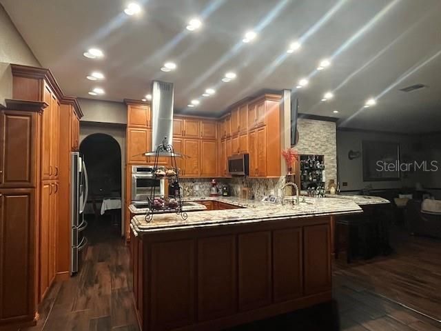 Interior, Kitchen, Recessed Lighting, Wood Texture Flooring