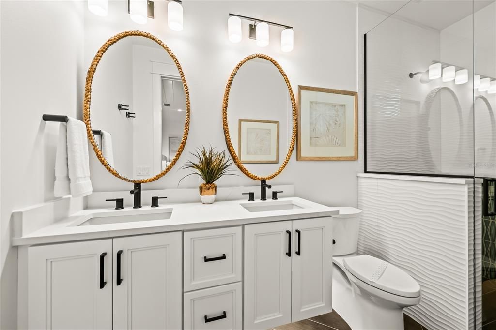 Bathroom, Dual Sink Vanities, Interior, Wood Texture Flooring