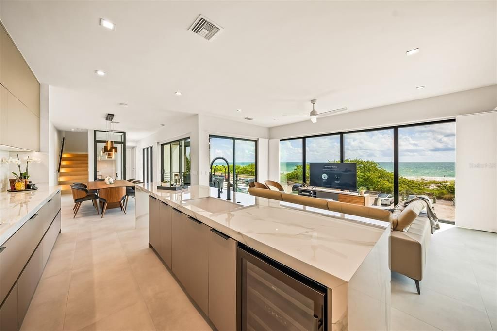 Dining room, Interior, Kitchen, Pendant Lights, Recessed Lighting, Water