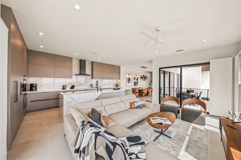 Interior, Kitchen, Living room, Recessed Lighting