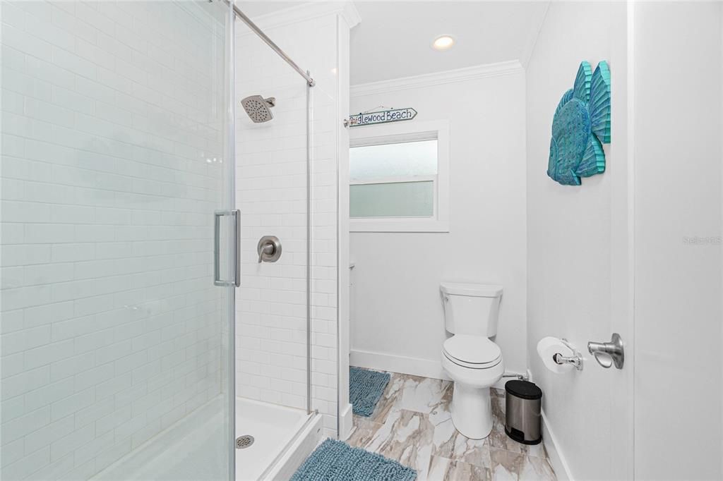 Bathroom, Glass Shower, Interior, Recessed Lighting