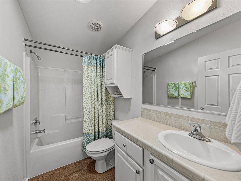 Bathroom, Interior, Tile Countertops, Wood Texture Flooring