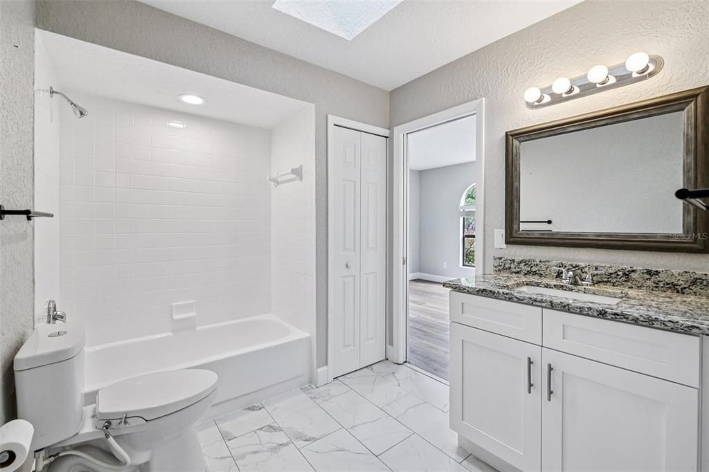 Bathroom, Interior, Marble, Recessed Lighting